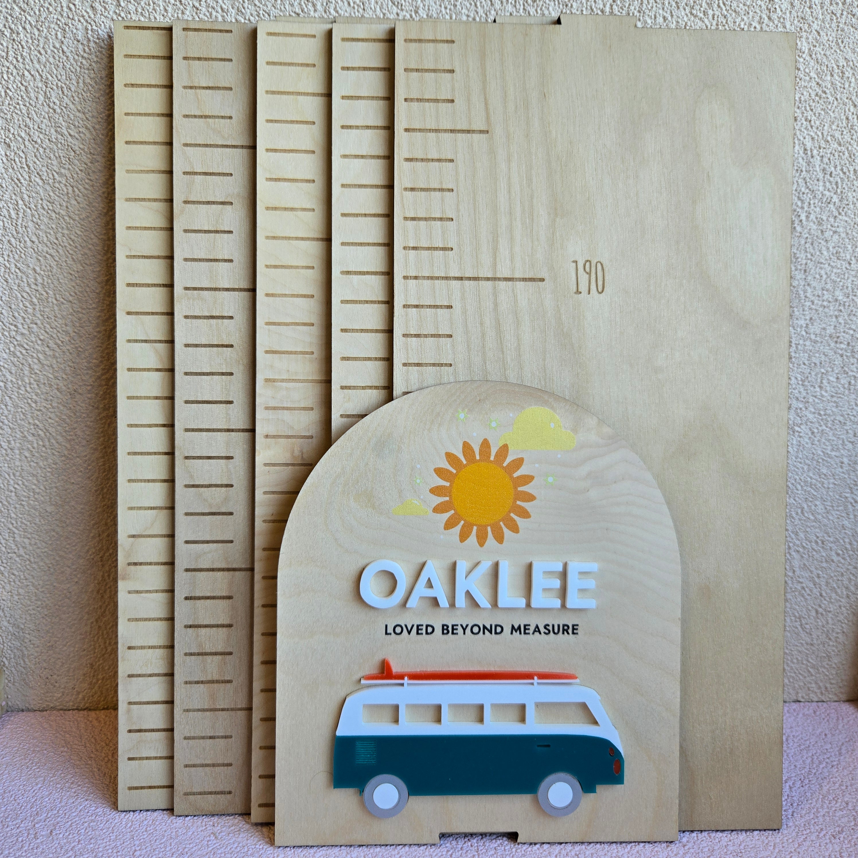 Adventure Van 3D Wooden Height Chart - Personalised Growth Chart