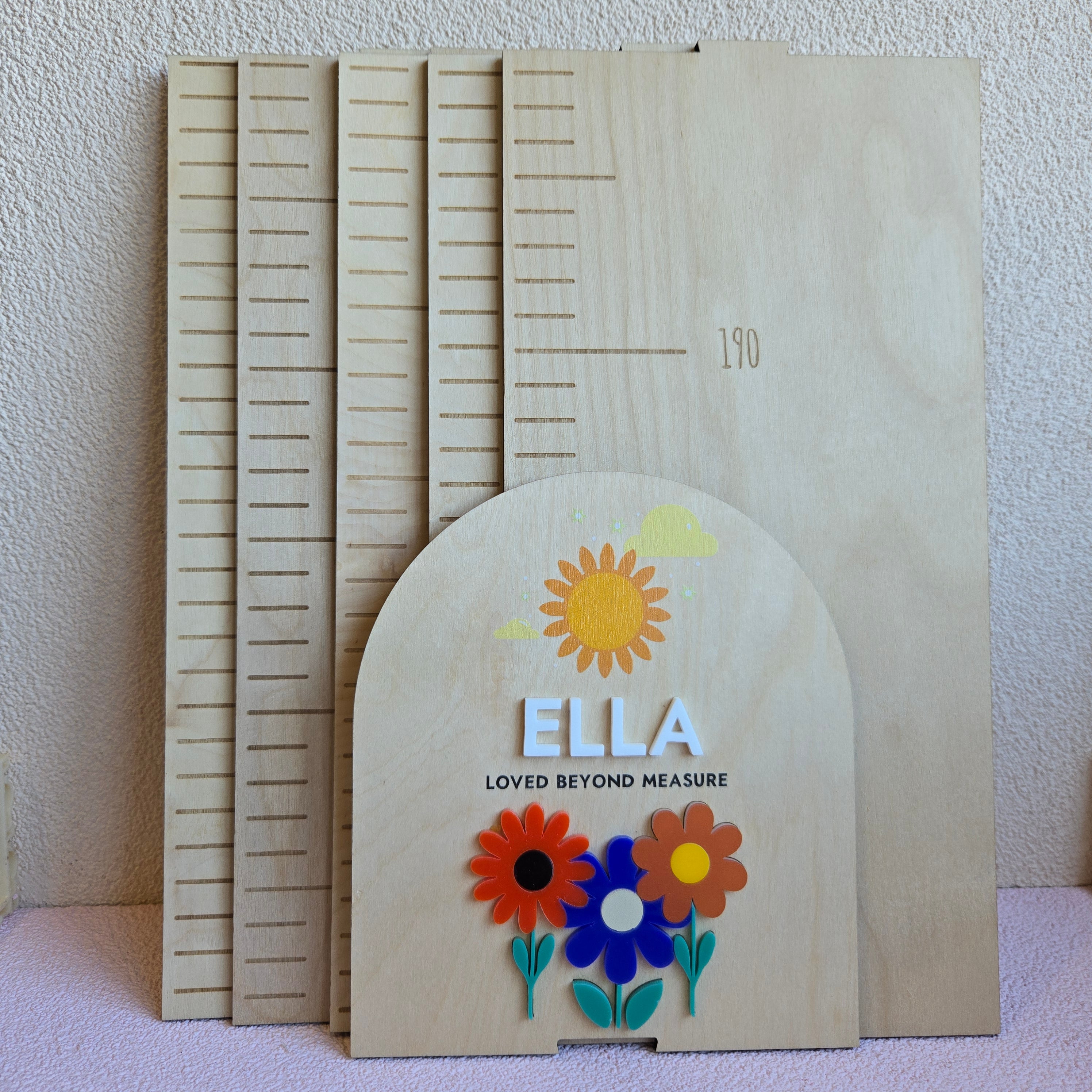 Petal Dreams 3D Wooden Height Chart - Personalised Growth Chart