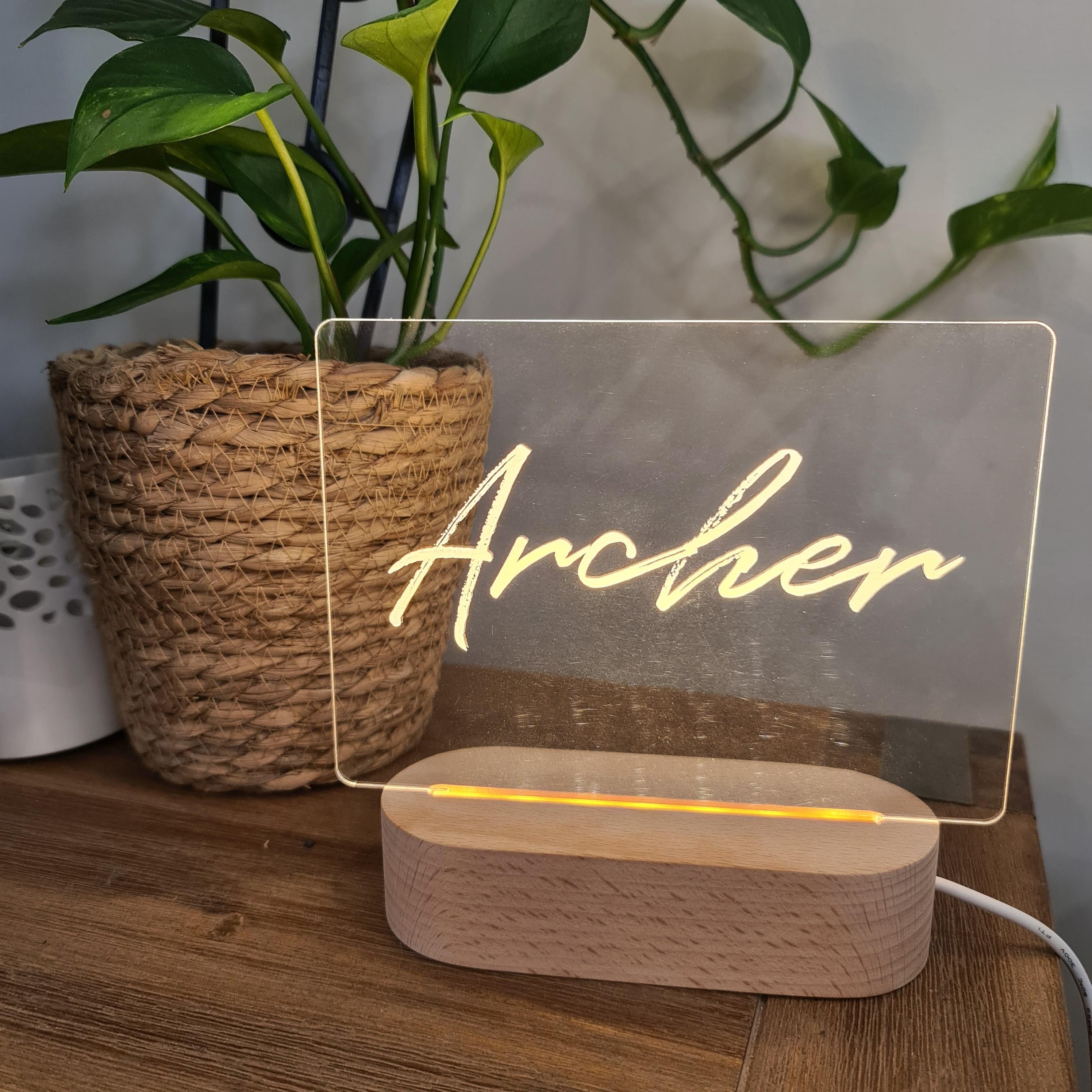 Personalised Night Light 🌙 - Brush Wash Name - The Willow Corner