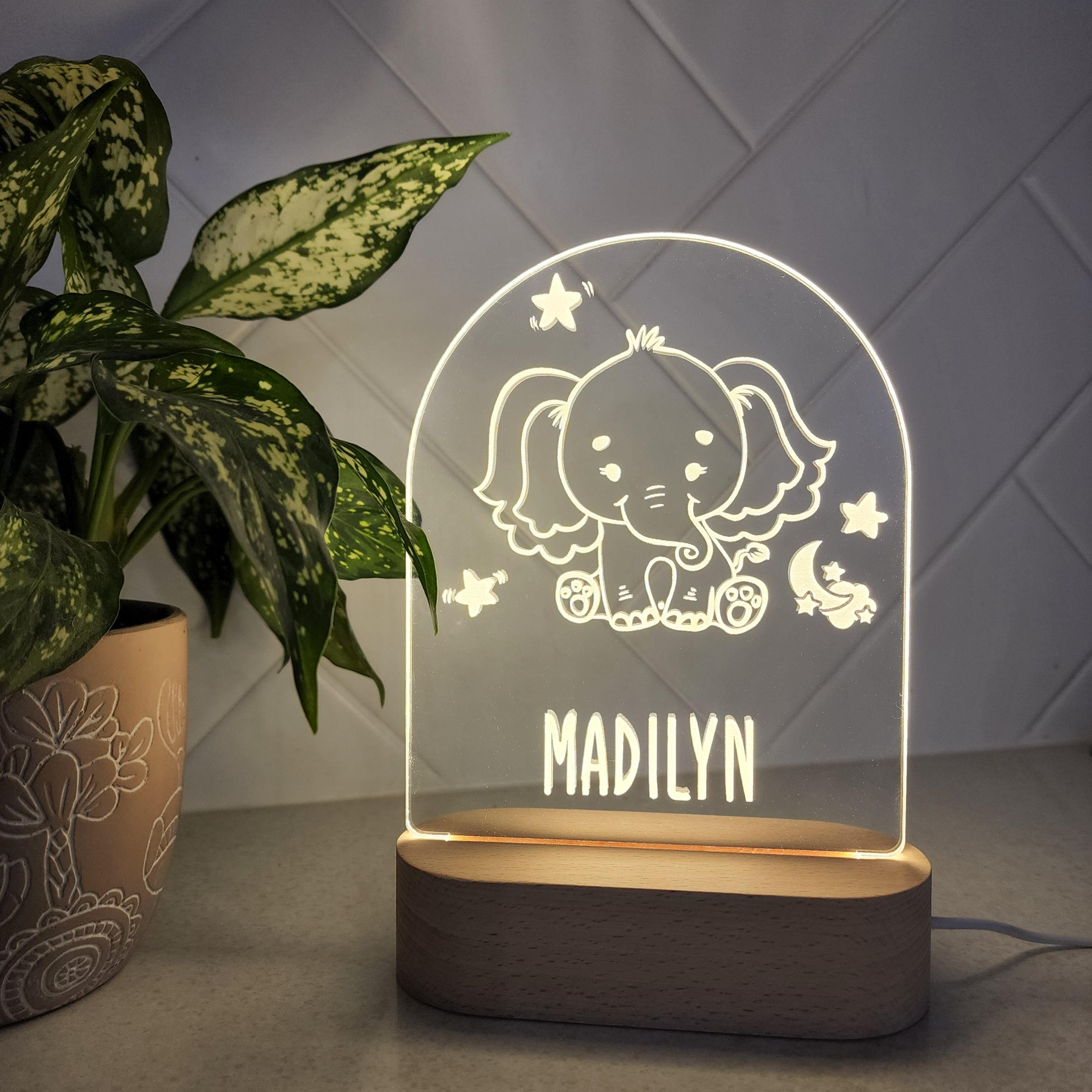 Personalised Night Light 🌙 - Cute Elephant - The Willow Corner