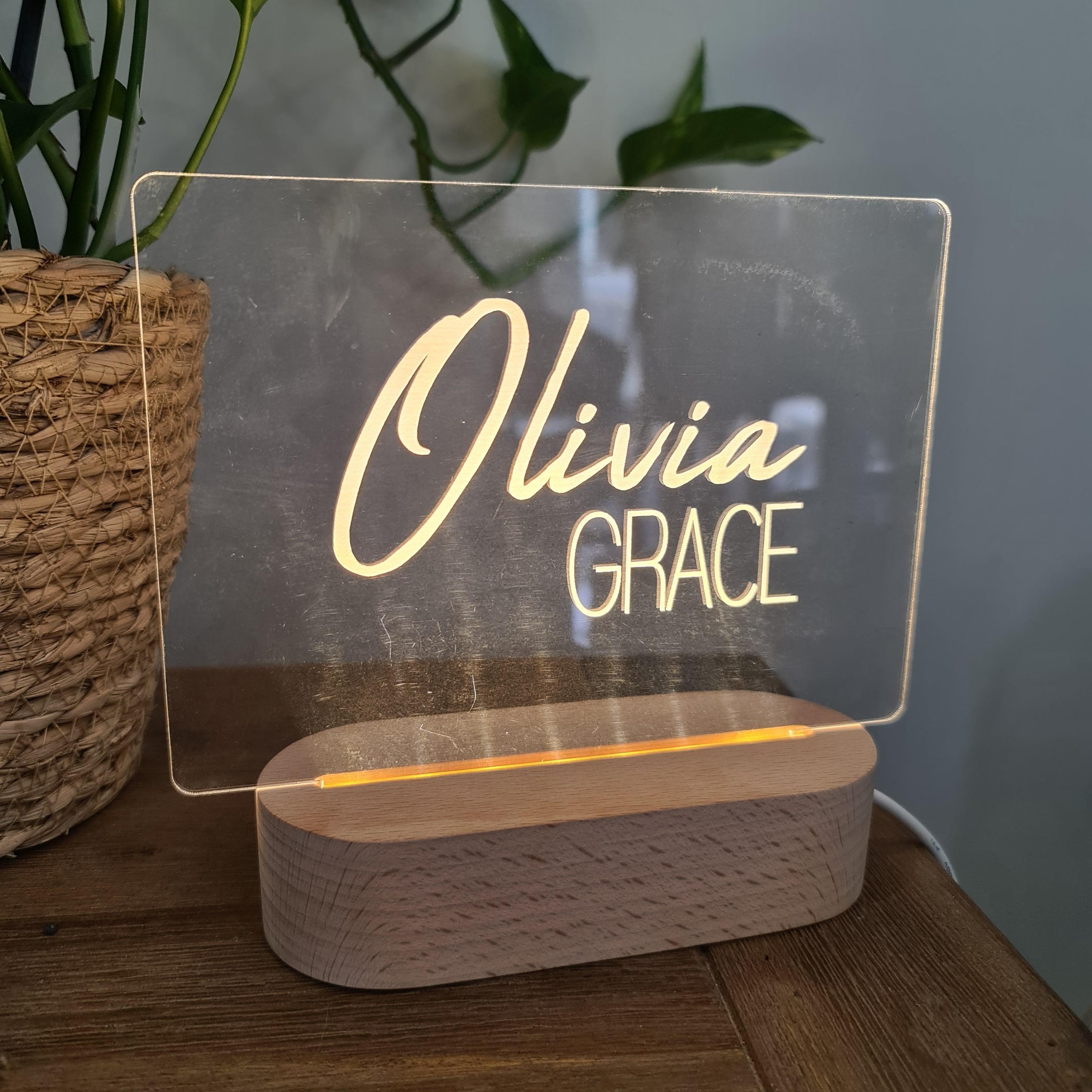 Personalised Night Light 🌙 - Dual Signature Name - The Willow Corner