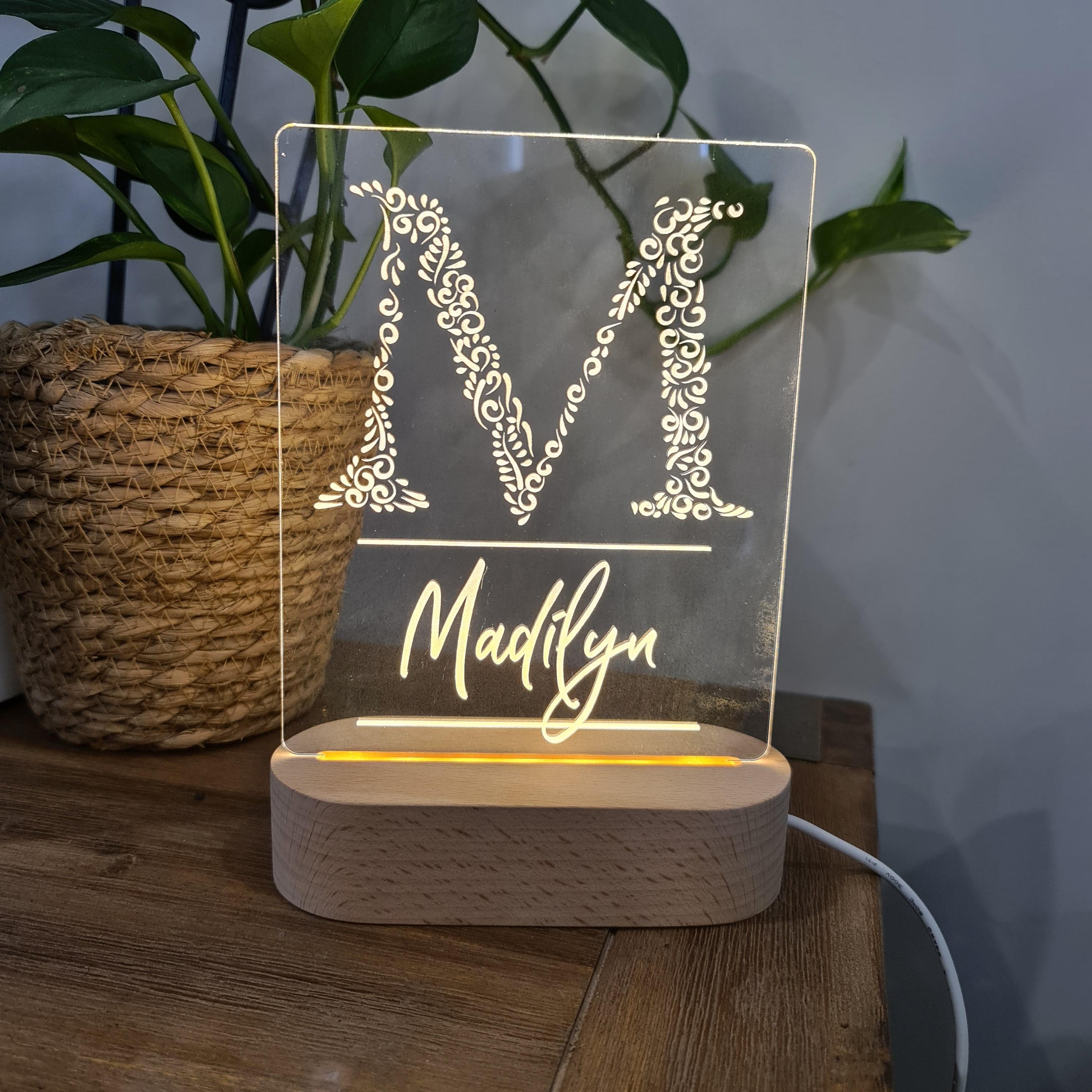 Personalised Night Light 🌙 - Monogram Name - The Willow Corner