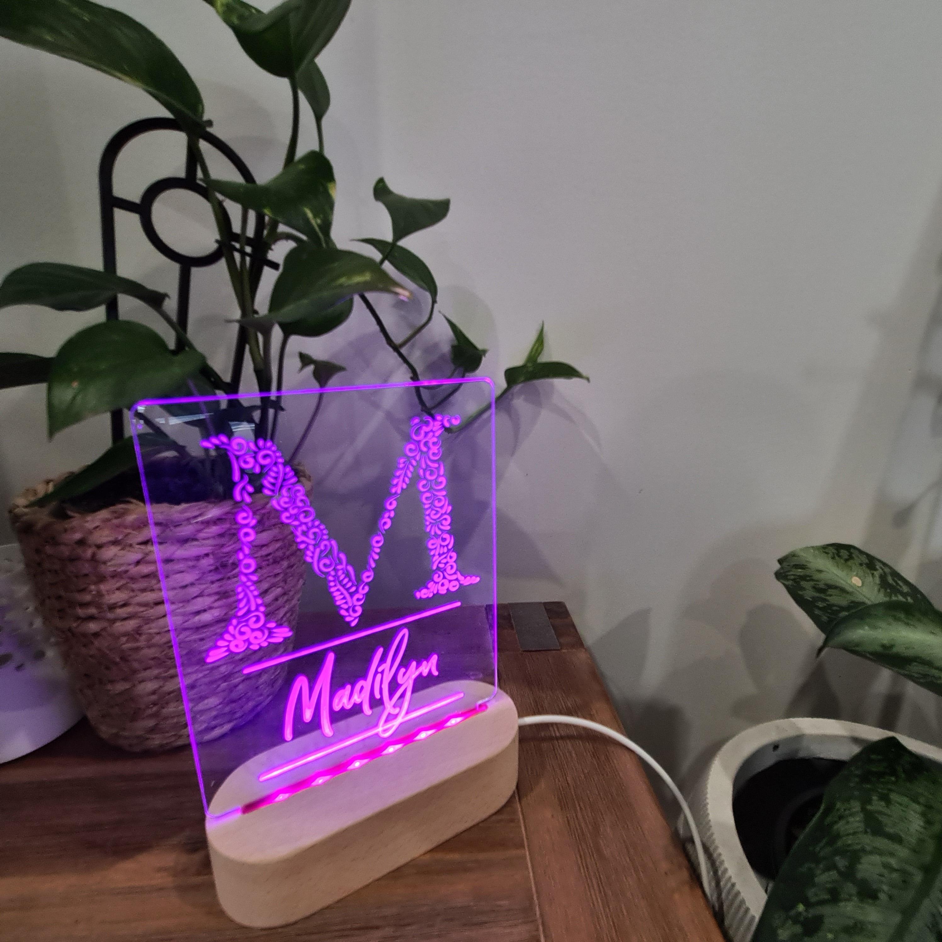 Personalised Night Light 🌙 - Monogram Name - The Willow Corner