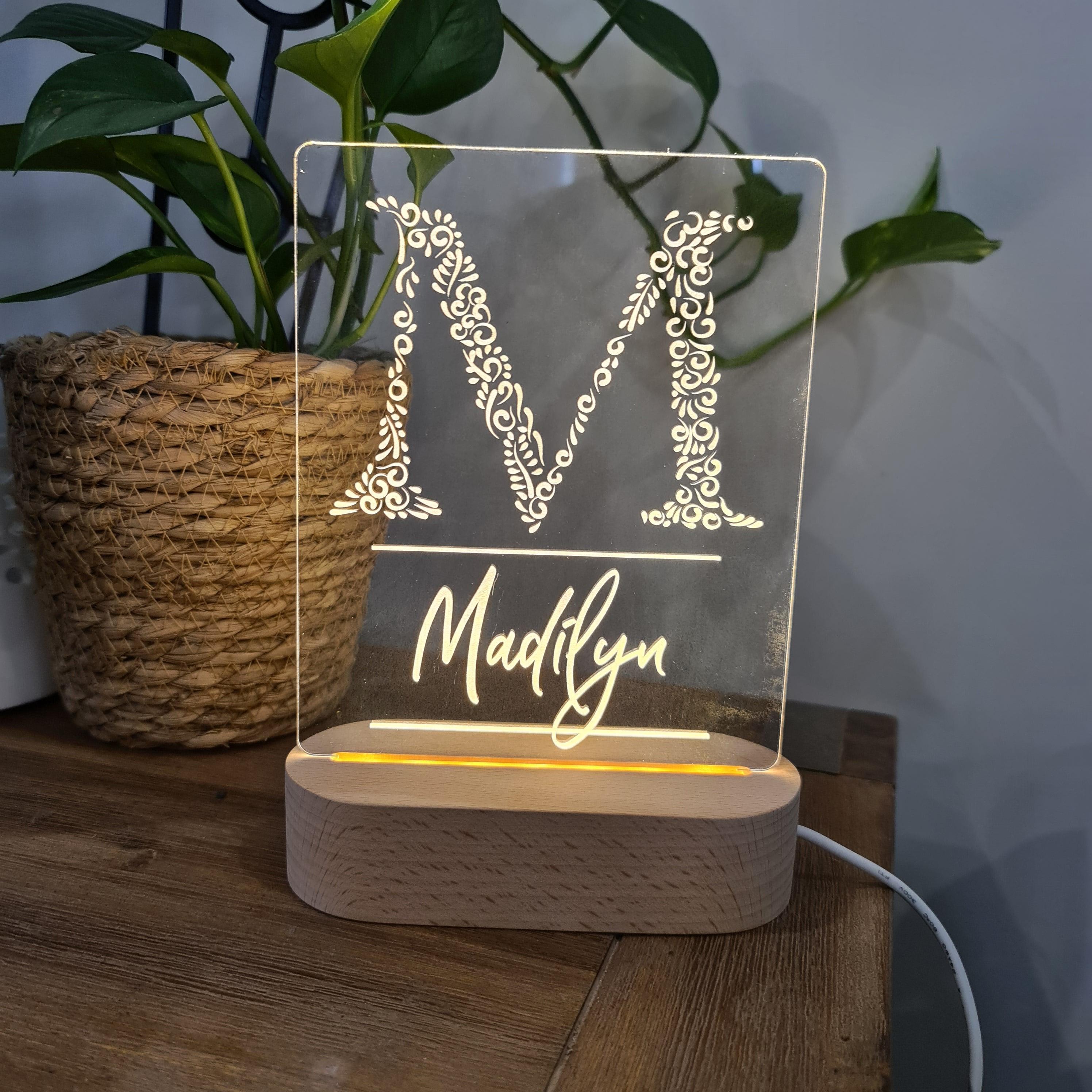 Personalised Night Light 🌙 - Monogram Name - The Willow Corner