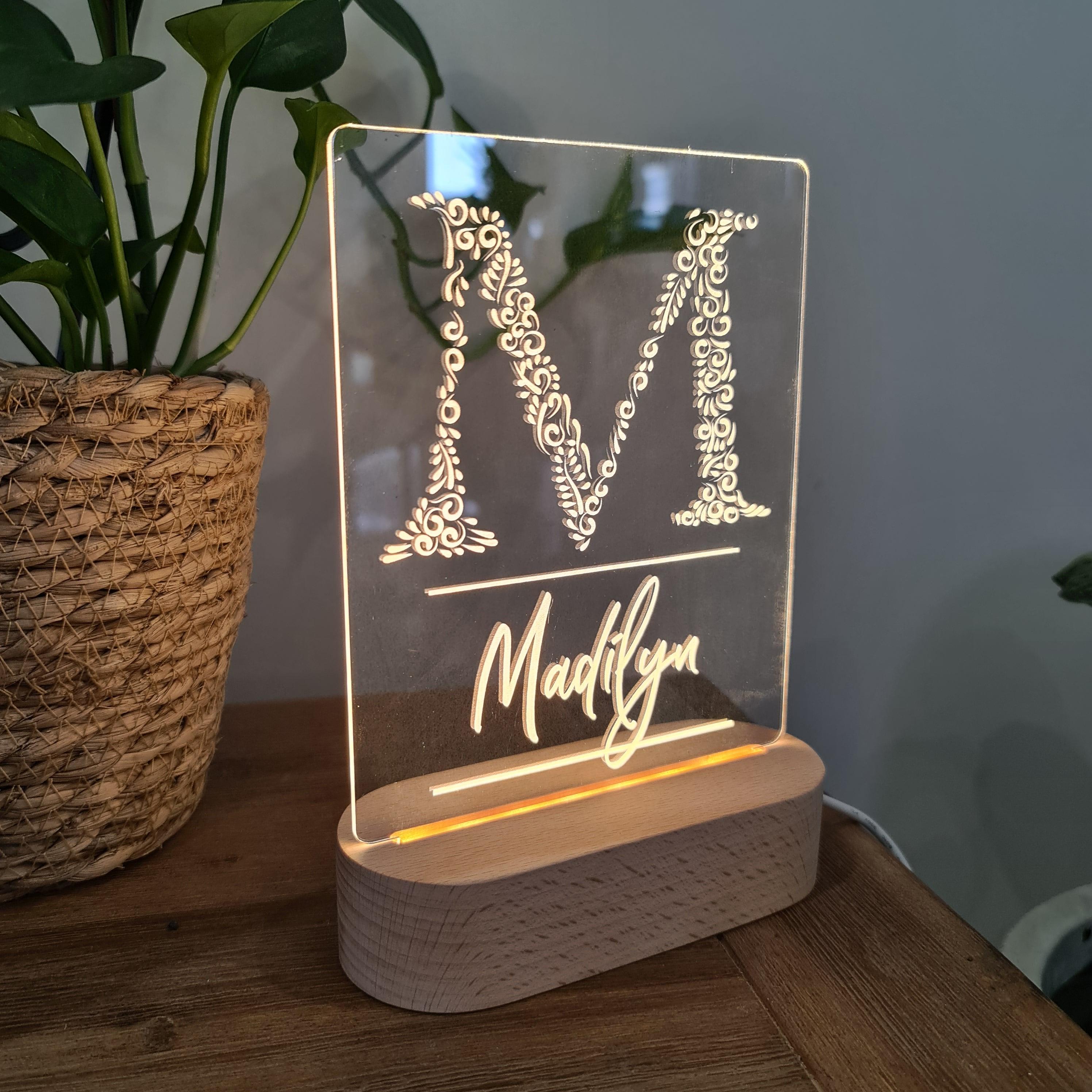 Personalised Night Light 🌙 - Monogram Name - The Willow Corner