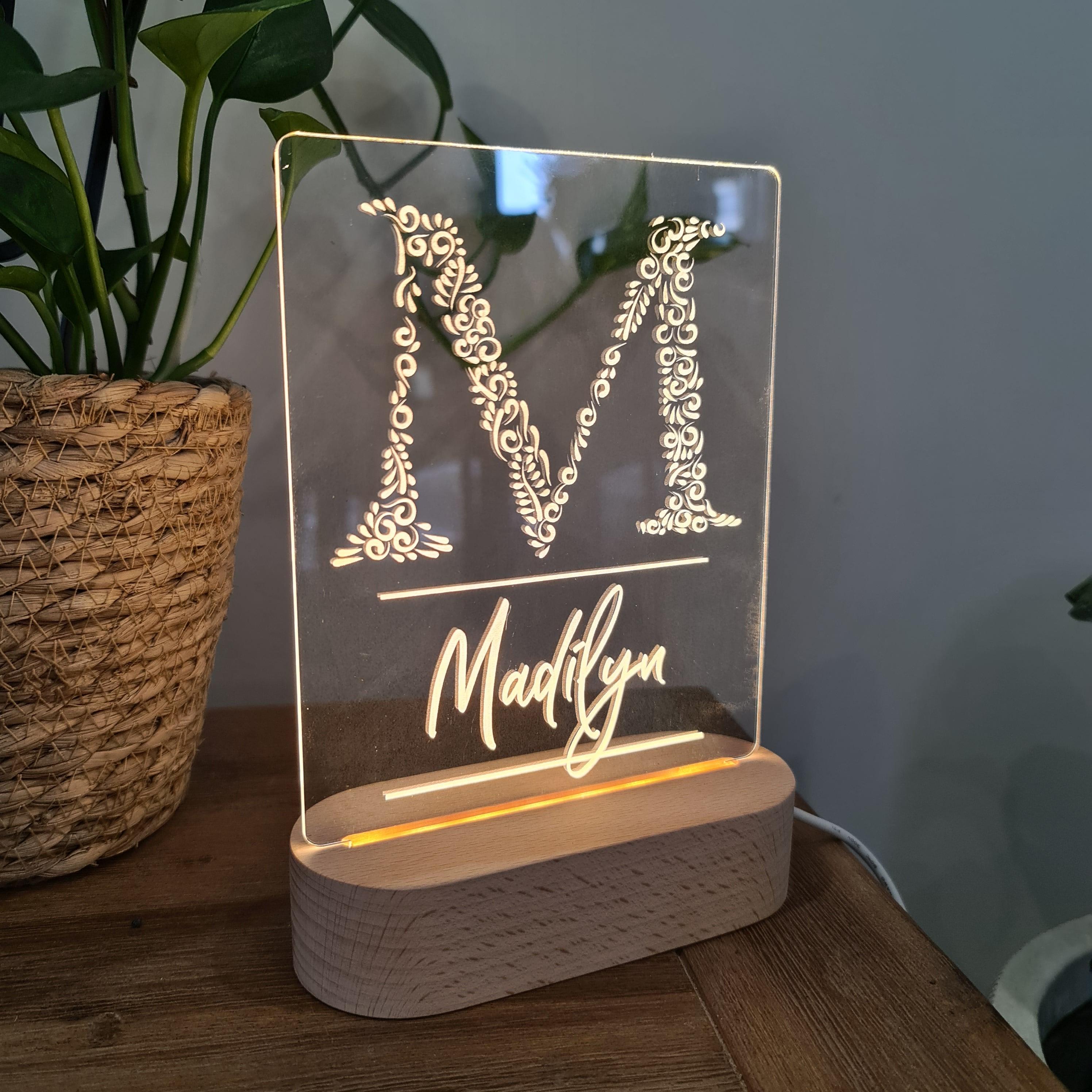 Personalised Night Light 🌙 - Monogram Name - The Willow Corner