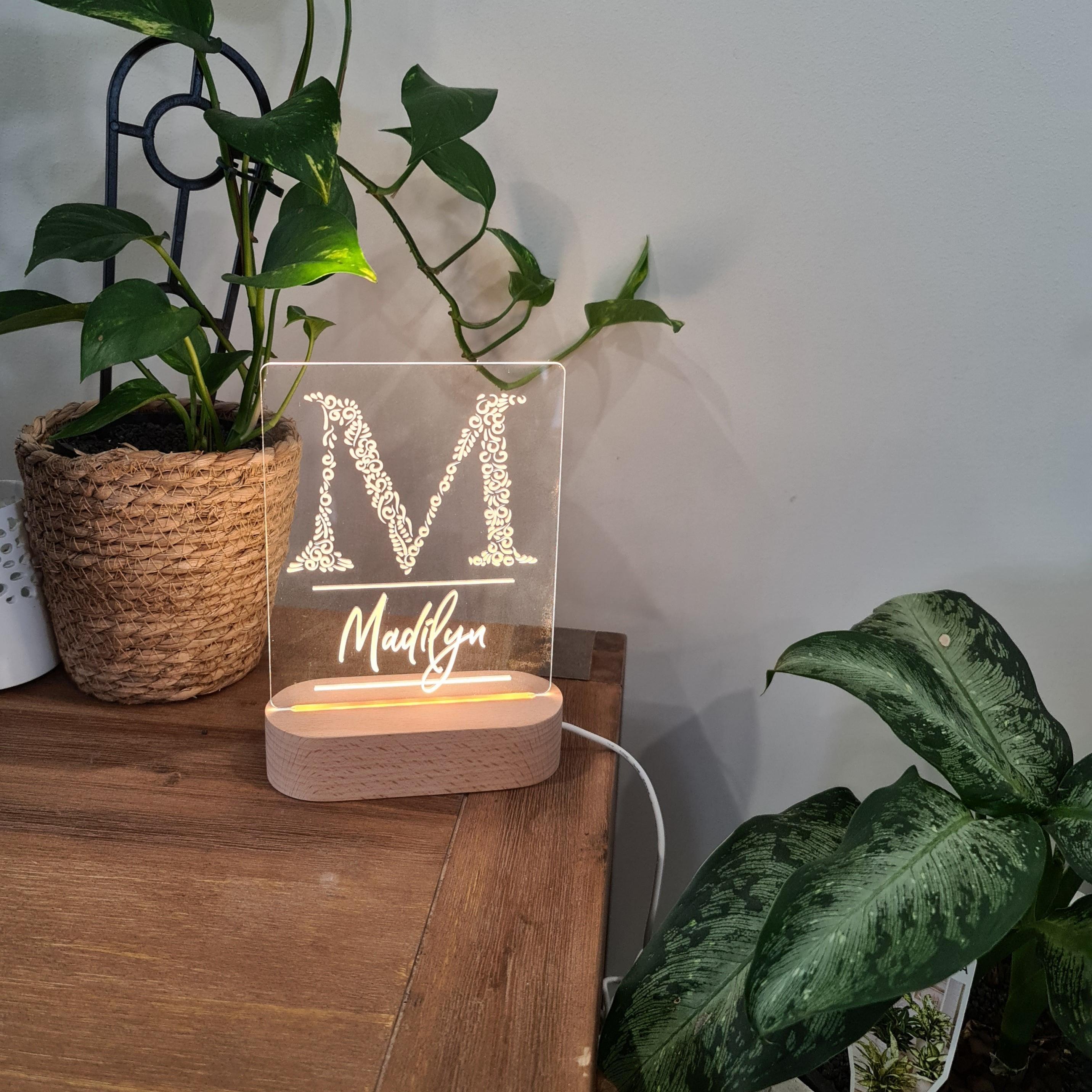 Personalised Night Light 🌙 - Monogram Name - The Willow Corner