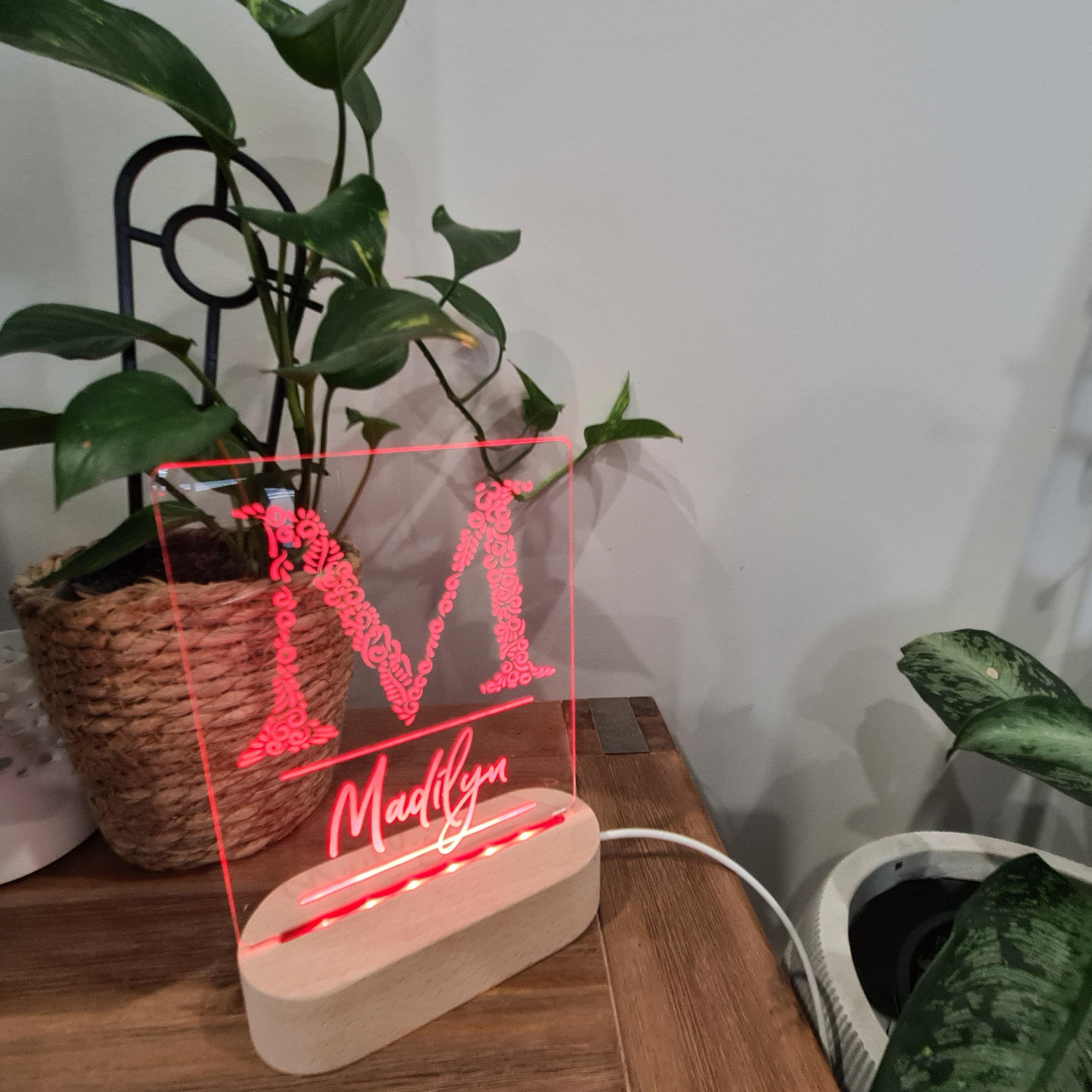 Personalised Night Light 🌙 - Monogram Name - The Willow Corner