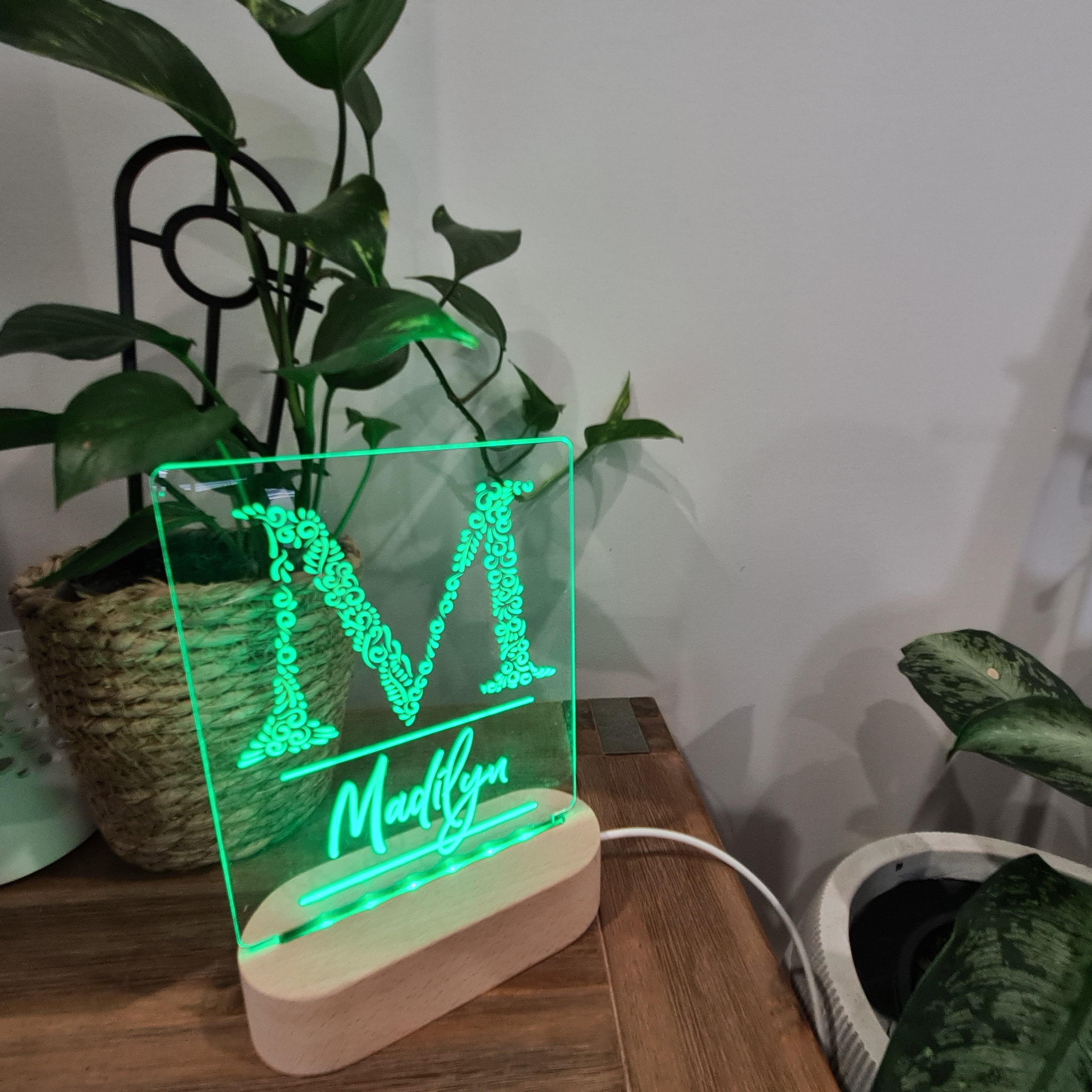 Personalised Night Light 🌙 - Monogram Name - The Willow Corner