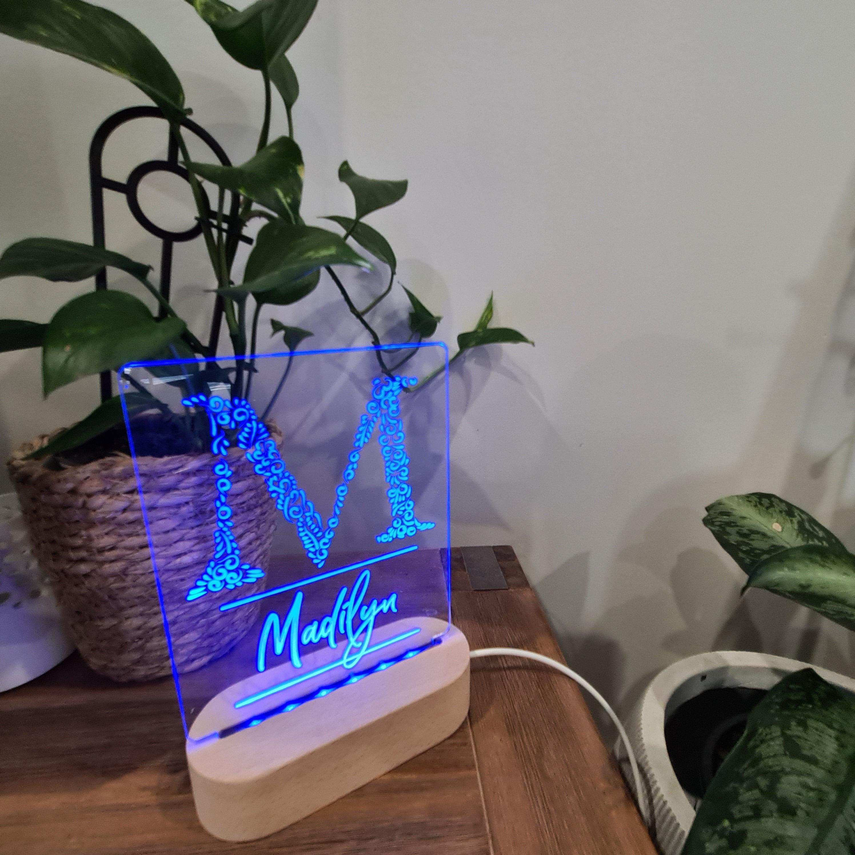 Personalised Night Light 🌙 - Monogram Name - The Willow Corner