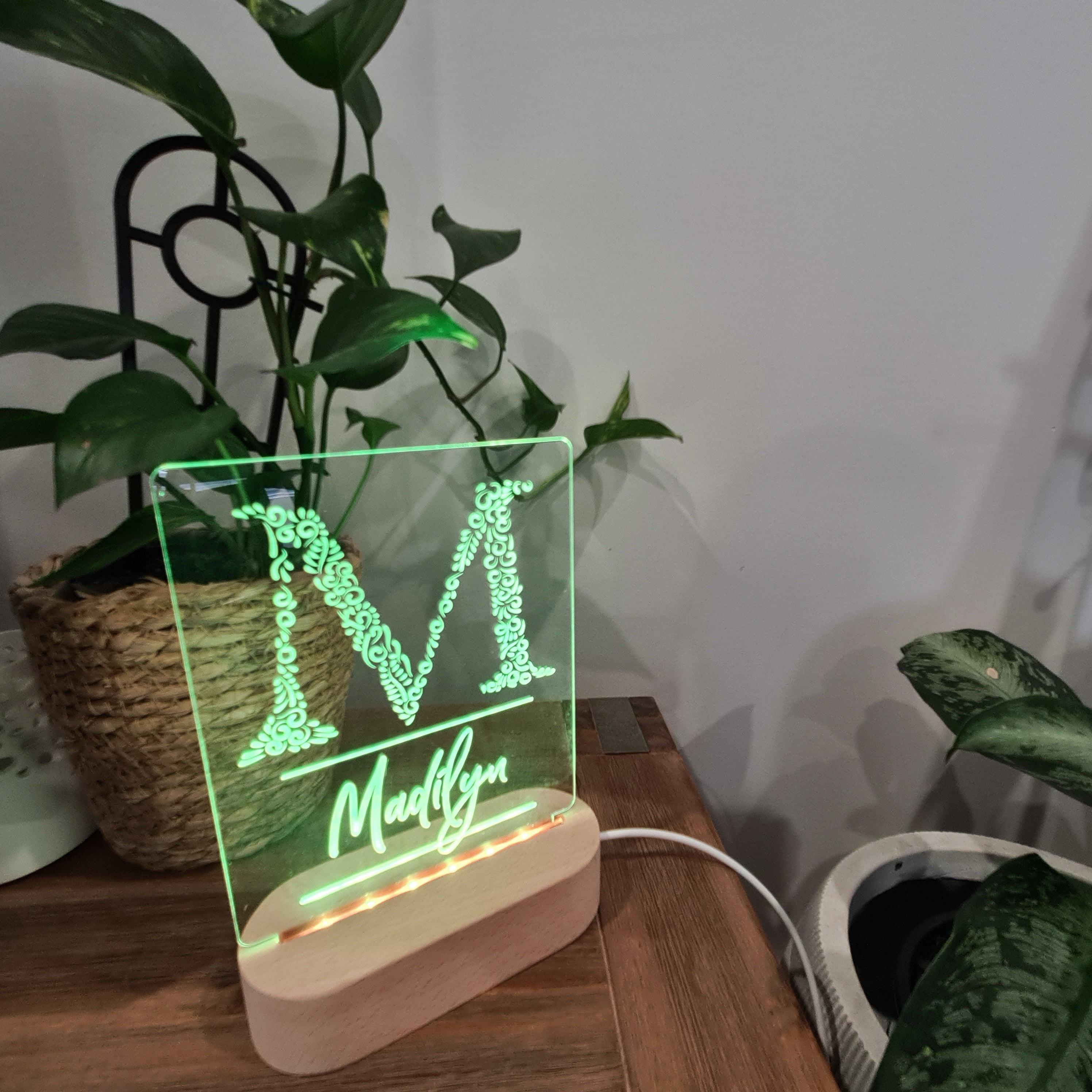 Personalised Night Light 🌙 - Monogram Name - The Willow Corner