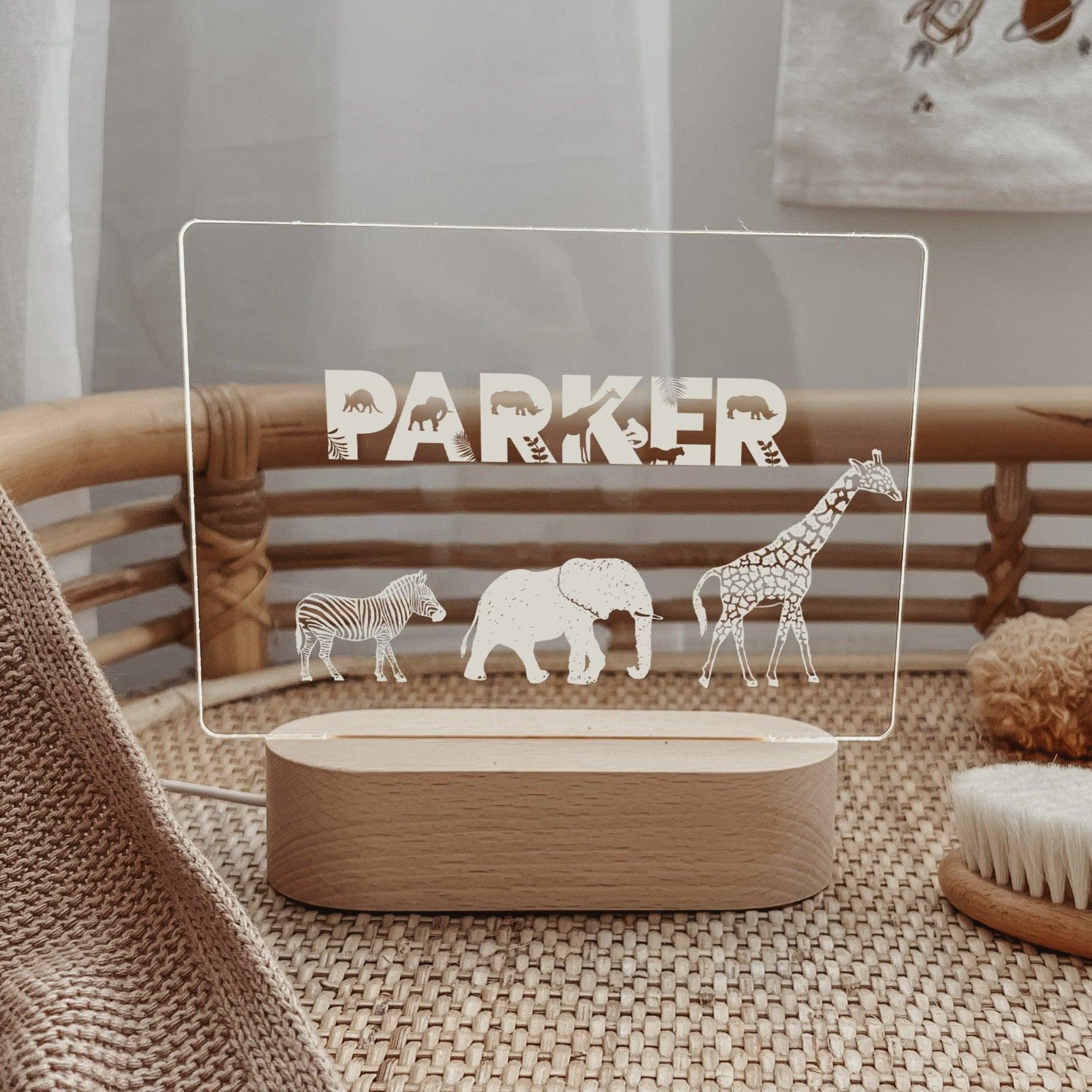 Wildlife Warriors Series 🐯 - Personalised Night Light 🌙 - Safari Animals - The Willow Corner